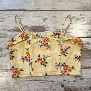 American Eagle Floral Yellow Crop Top XS